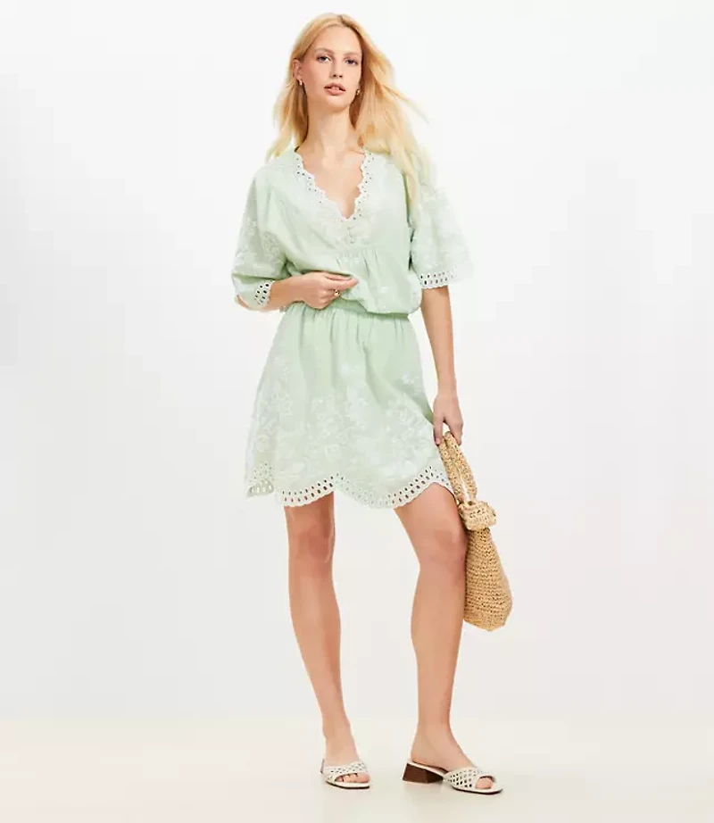 Petite Floral Eyelet Mini Skirt