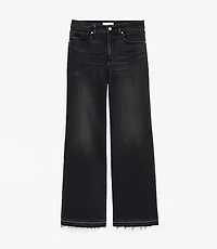 Unpicked Hem High Rise Wide Leg Jeans Washed Black