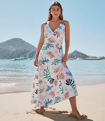 LOFT Beach Sun Cutout Midi Pocket Dress