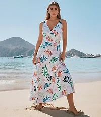 LOFT Beach Sun Cutout Midi Pocket Dress