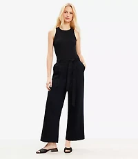Petite Perfect Ribbed Mixed Media Jumpsuit