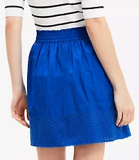 Petite Eyelet Poplin Drawstring Mini Skirt