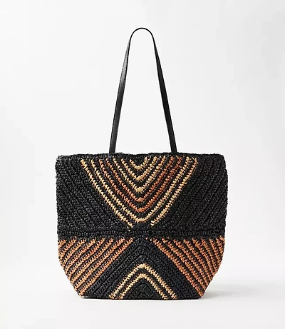Geo Straw Tote Bag