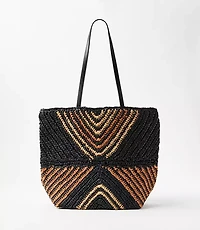 Geo Straw Tote Bag