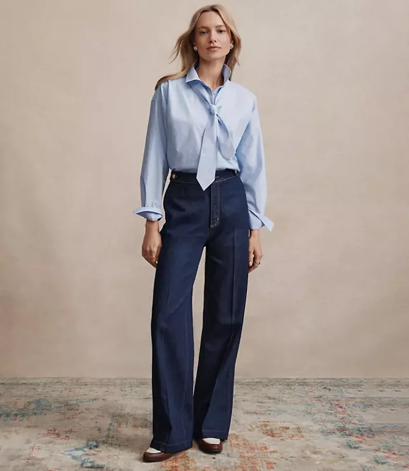 Refined High Rise Trouser Jeans Rinse Wash