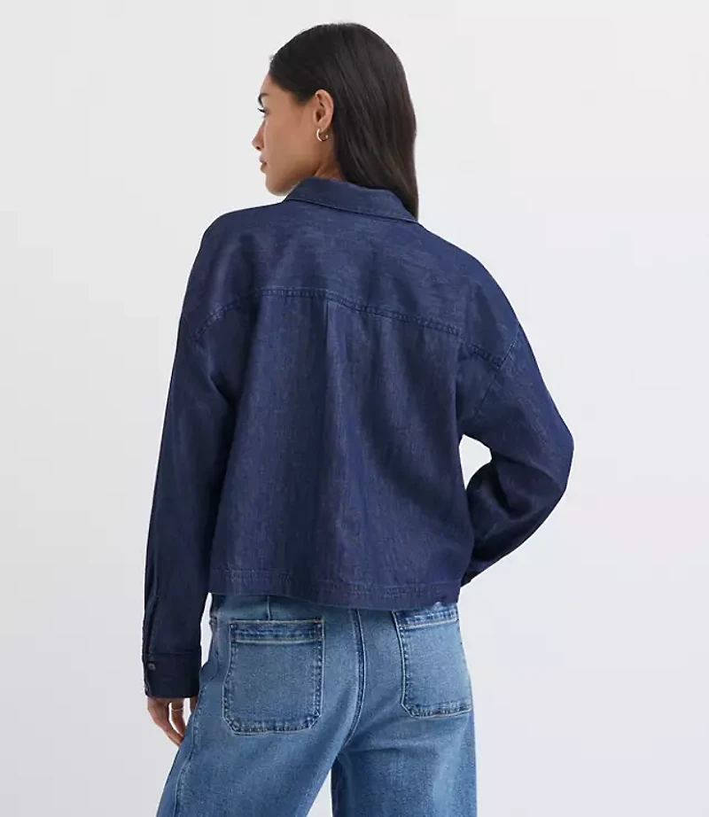 Petite Chambray Wide Sleeve Modern Utility Shirt