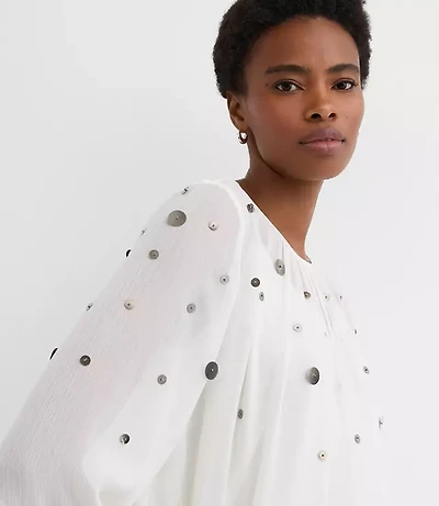 Sequin Ruffle Peplum Blouse