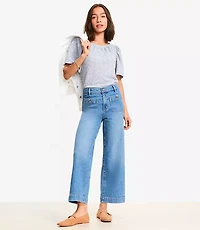 Petite Palmer Wide Leg Crop Jeans Mid Vintage Wash