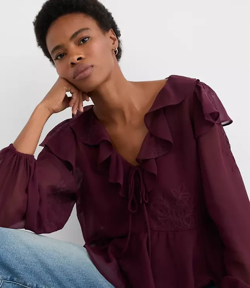 Ruffle Peplum Blouse