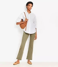 Petite Poplin Cutout Back Tunic Shirt