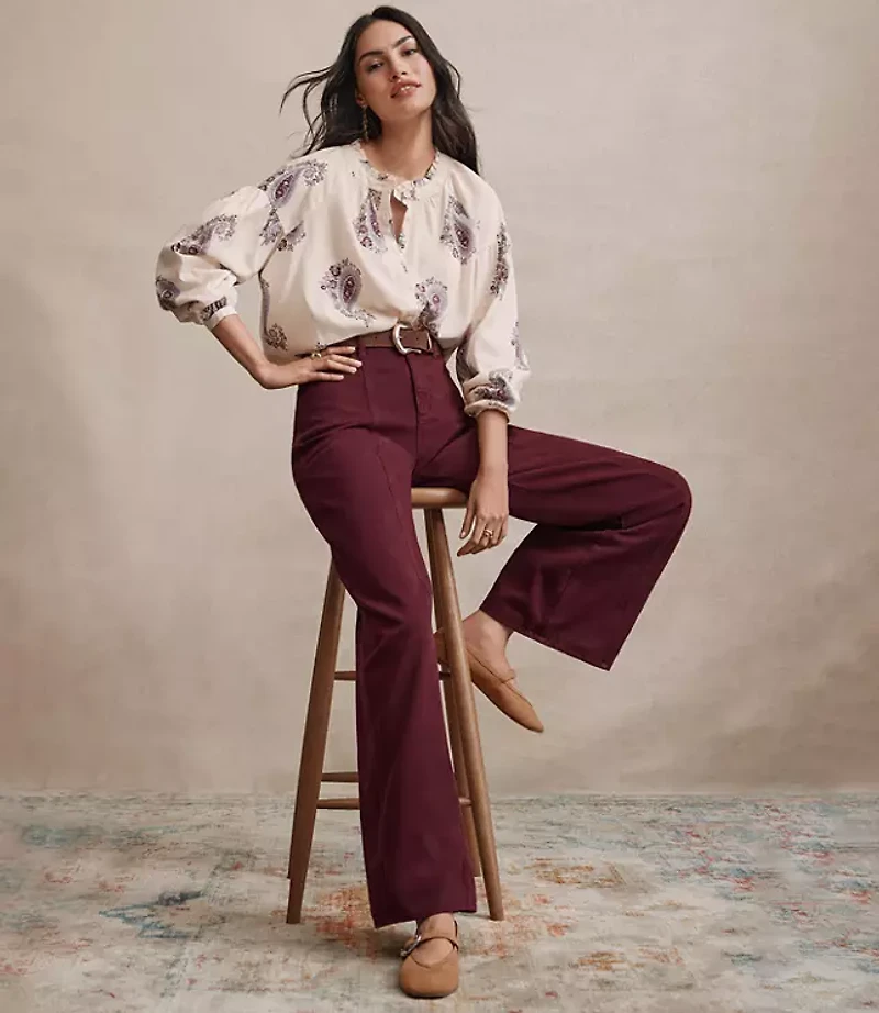 Five Pocket Seamed Wide Leg Pants