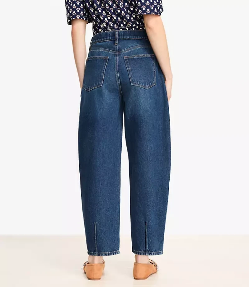 Petite Curvy High Rise Barrel Jeans Authentic Dark Wash
