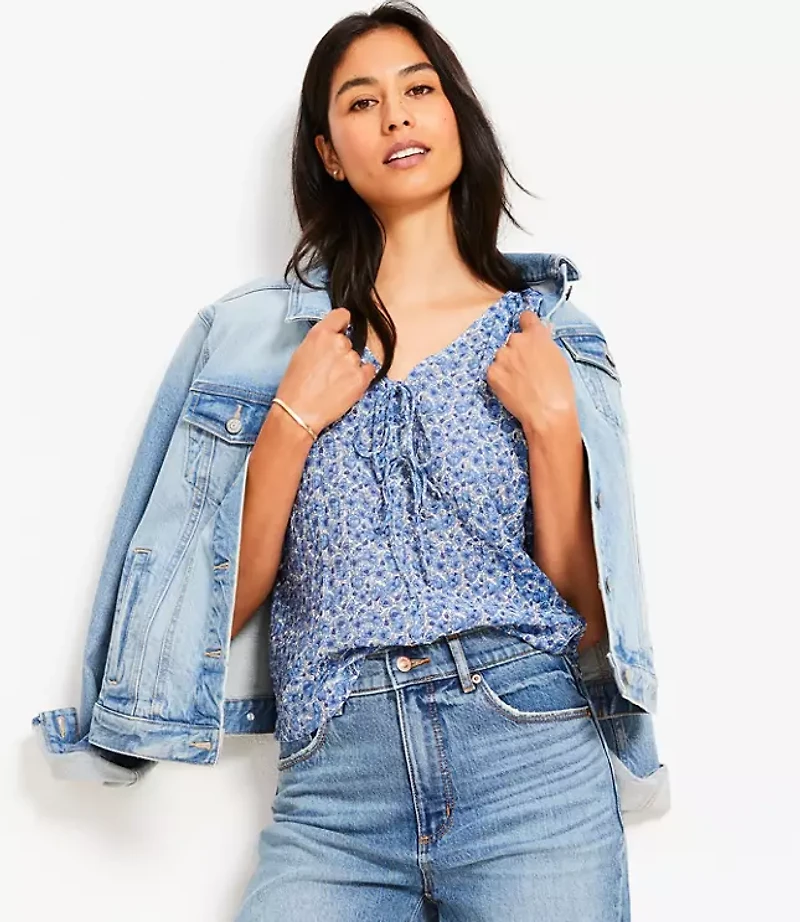 Petite Floral Bow Blouse