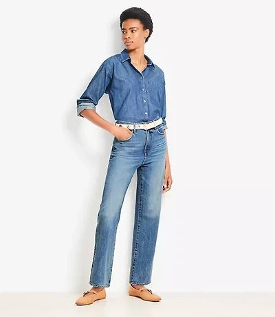 Tall High Rise Straight Jeans Authentic Vintage Mid Wash