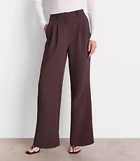 Petite LOFT Versa Crepe Drape Pleated Relaxed Straight Pants