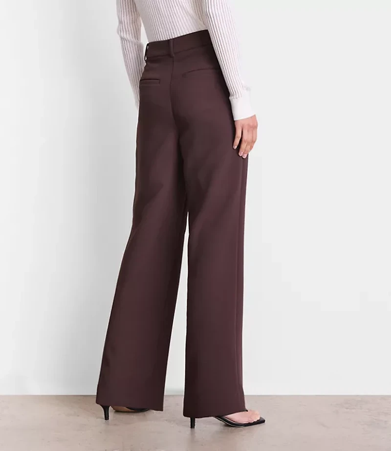 Petite LOFT Versa Crepe Drape Pleated Relaxed Straight Pants