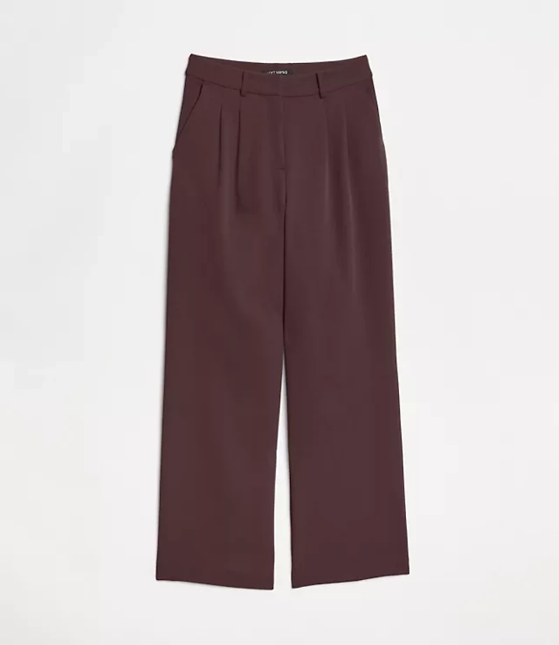 Petite LOFT Versa Crepe Drape Pleated Relaxed Straight Pants