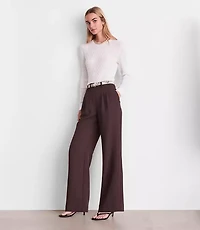 Petite LOFT Versa Crepe Drape Pleated Relaxed Straight Pants