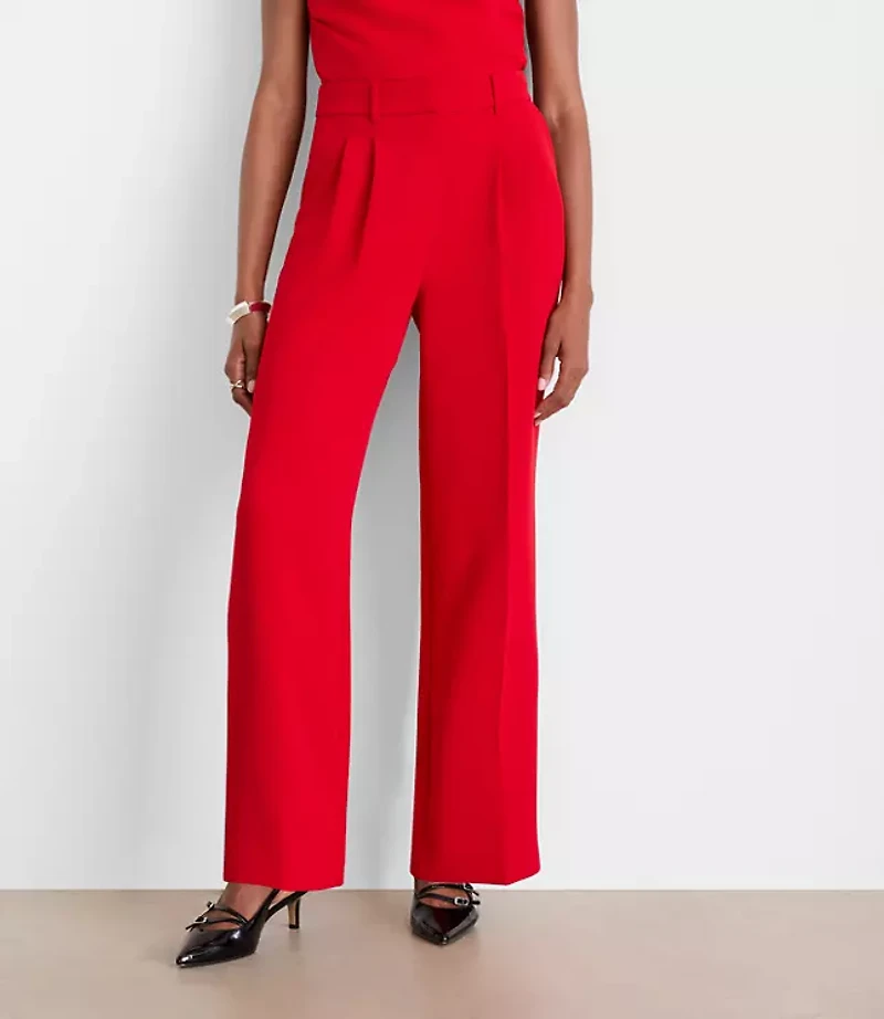 Petite LOFT Versa Crepe Drape Pleated Relaxed Straight Pants