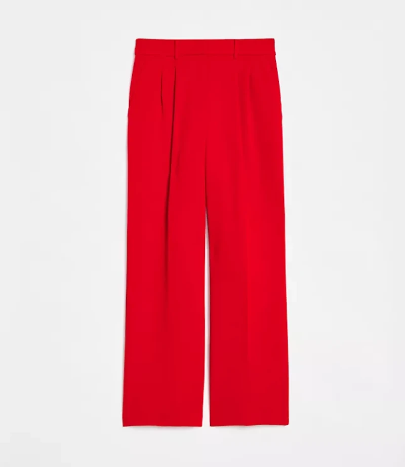Petite LOFT Versa Crepe Drape Pleated Relaxed Straight Pants