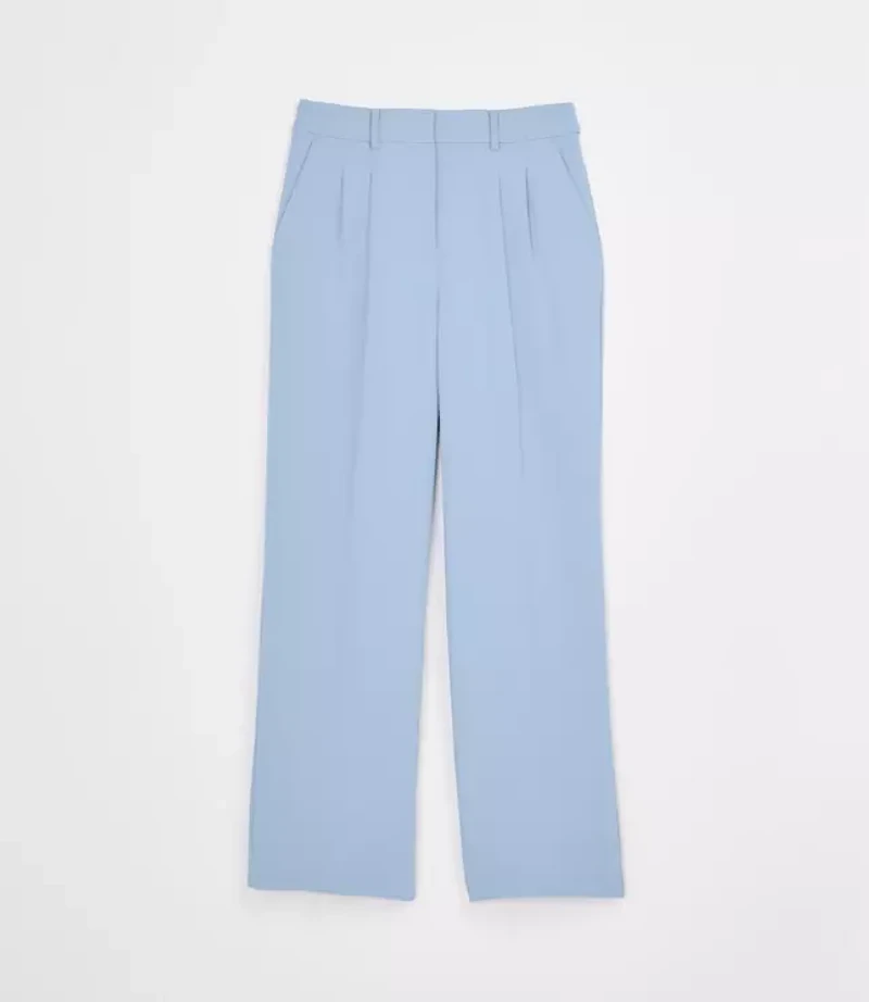 Petite LOFT Versa Crepe Drape Pleated Relaxed Straight Pants