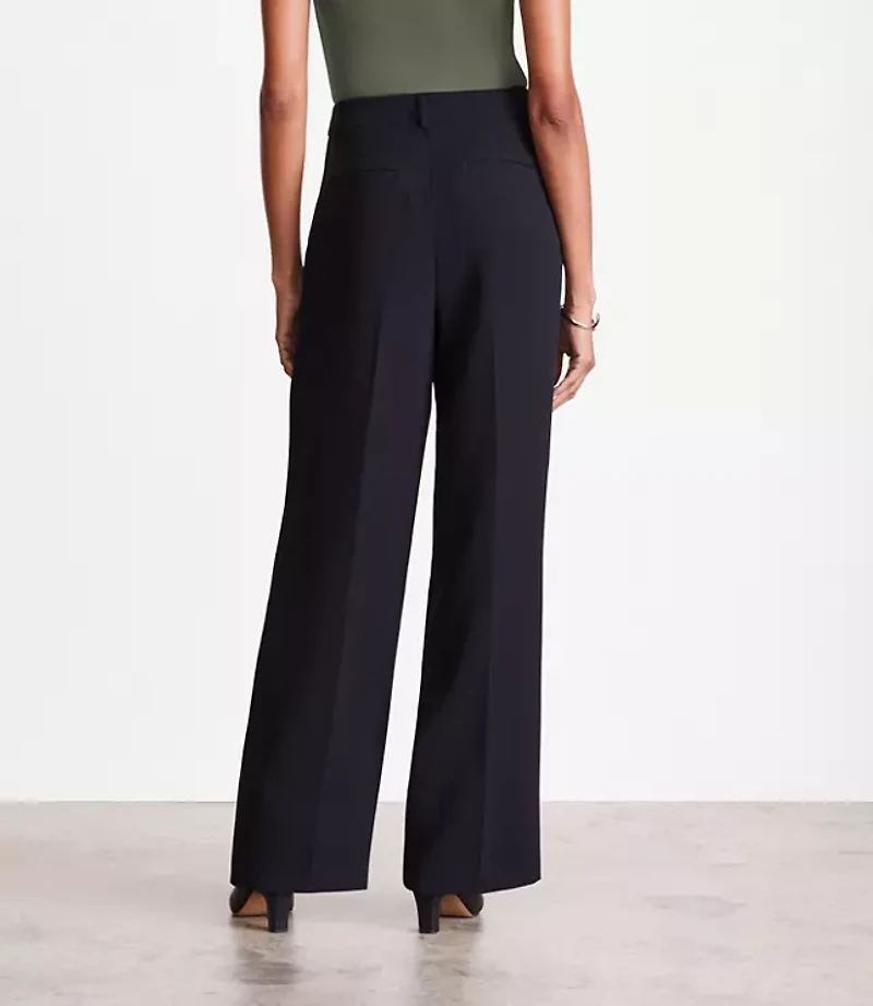 Petite LOFT Versa Crepe Drape Pleated Relaxed Straight Pants