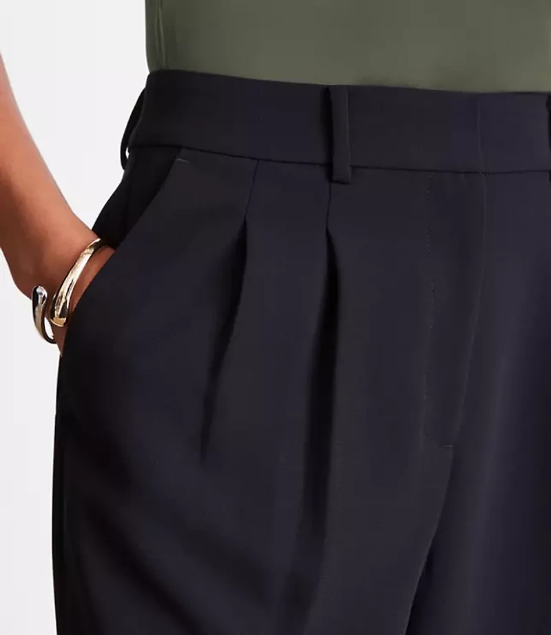 Petite LOFT Versa Crepe Drape Pleated Relaxed Straight Pants