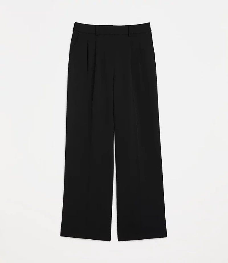 Petite LOFT Versa Crepe Drape Pleated Relaxed Straight Pants