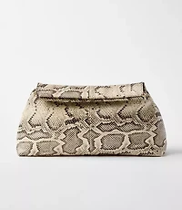 LOFT Versa Snake Print Leather Oversized Clutch Bag