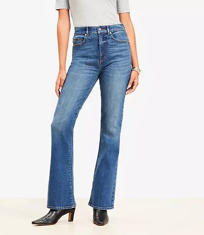 Petite Curvy High Rise Slim Flare Jeans Vintage Dark Indigo Wash