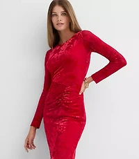 Floral Velvet Ruched Midi Dress