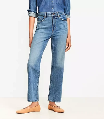 Curvy High Rise Straight Jeans Authentic Vintage Mid Wash