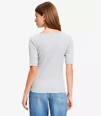 Petite Heathered Ribbed Scoop Neck Tee