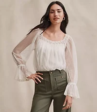 Petite Dotted Tulle Blouse