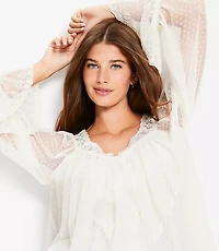 Petite Dotted Tulle Blouse