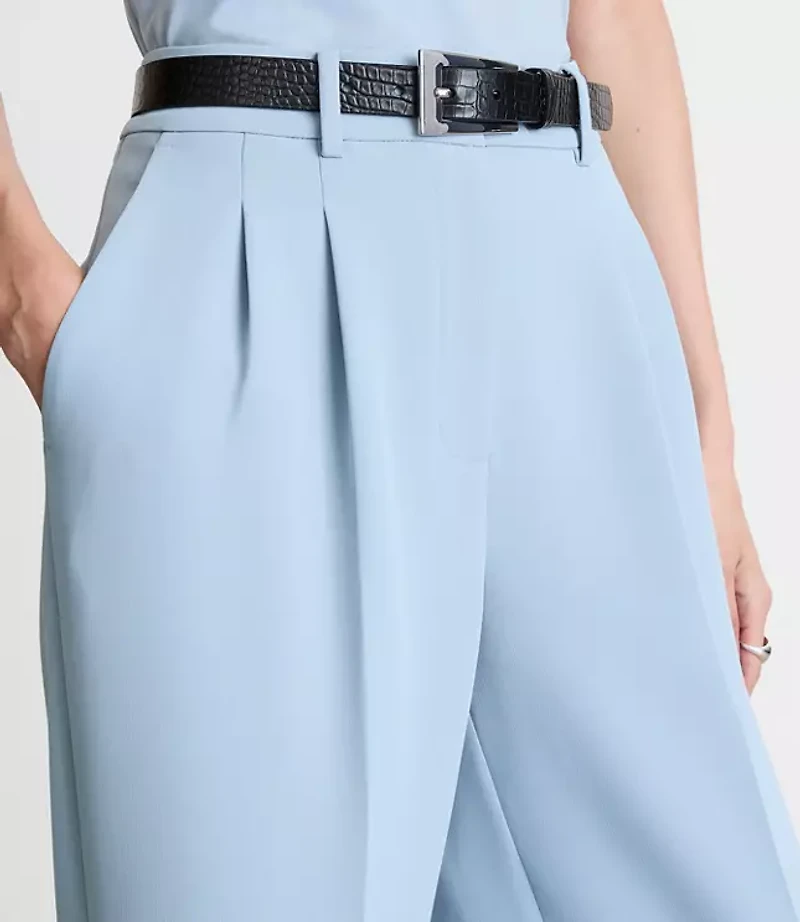 LOFT Versa Crepe Drape Pleated Relaxed Straight Pants