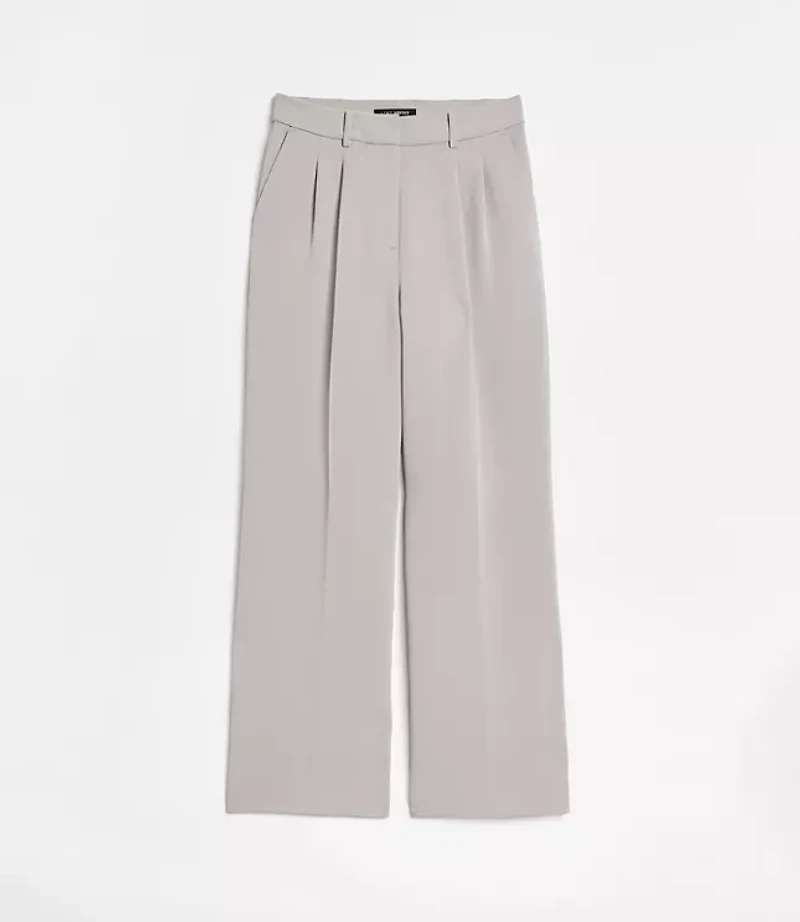 LOFT Versa Crepe Drape Pleated Relaxed Straight Pants