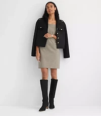 Plaid Square Neck Mini Pocket Dress