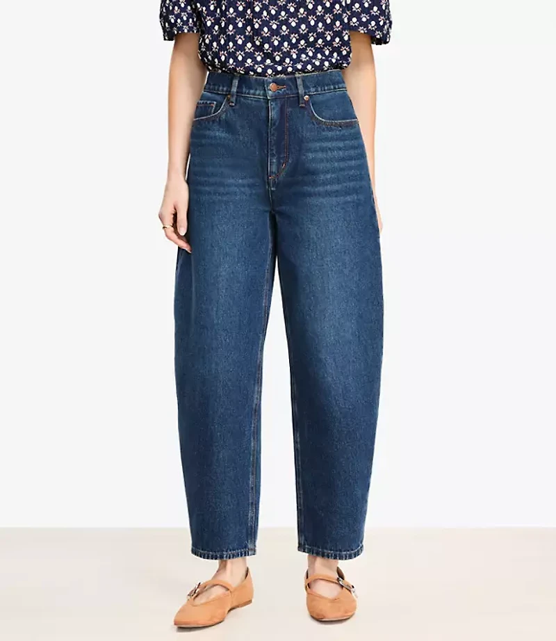 Curvy High Rise Barrel Jeans Authentic Dark Wash