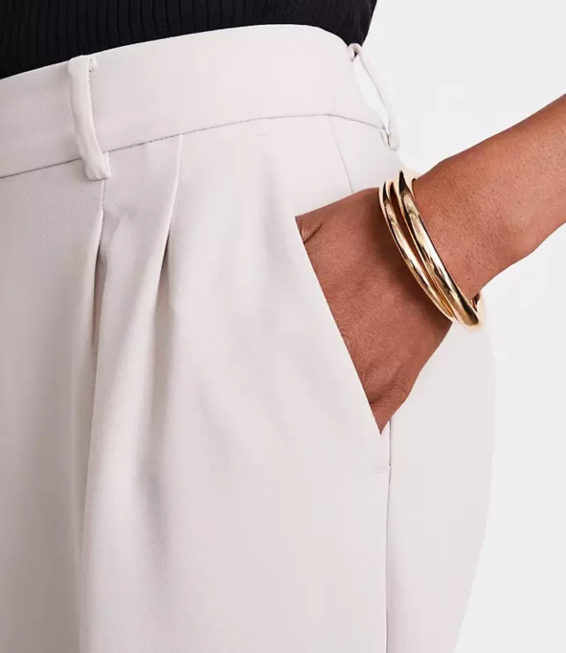 LOFT Versa Crepe Drape Pleated Relaxed Straight Pants