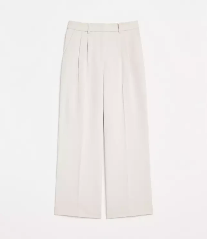 LOFT Versa Crepe Drape Pleated Relaxed Straight Pants