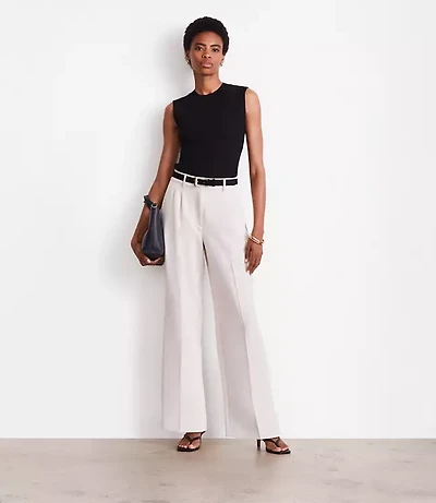 LOFT Versa Crepe Drape Pleated Relaxed Straight Pants