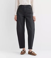 High Rise Barrel Jeans Washed Black