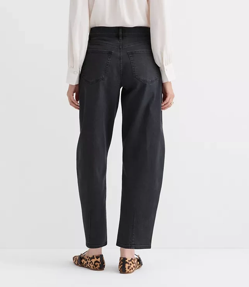 High Rise Barrel Jeans Washed Black