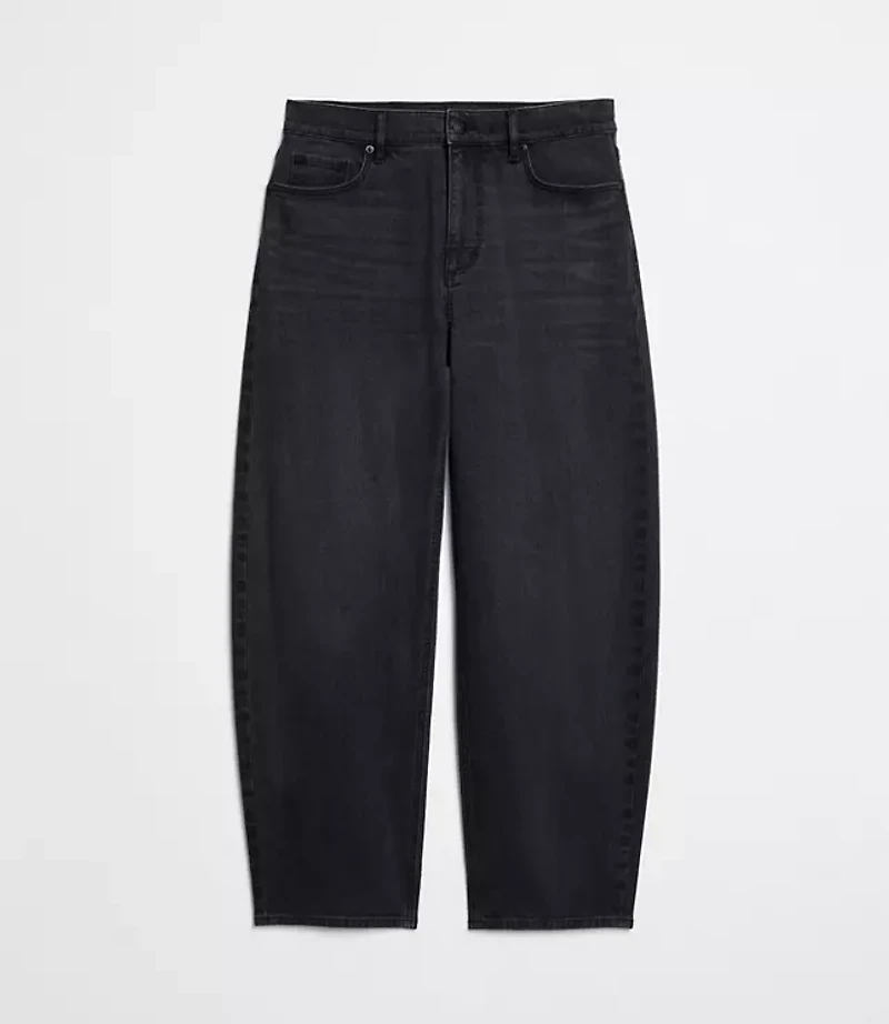 High Rise Barrel Jeans Washed Black