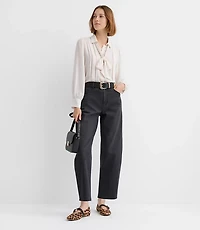 High Rise Barrel Jeans Washed Black