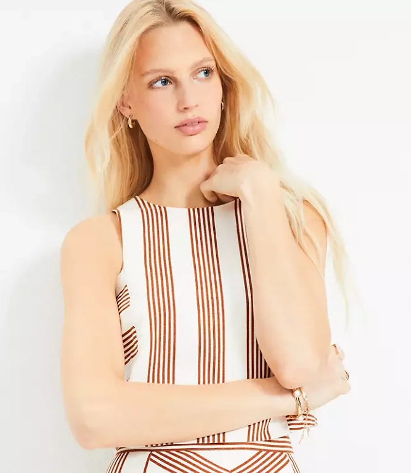 Petite Striped Linen Blend Shell