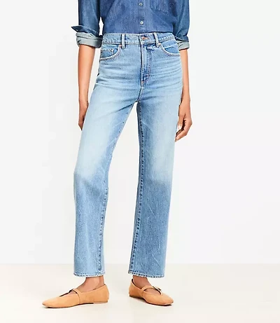 Petite Curvy High Rise Straight Jeans Authentic Vintage Mid Wash