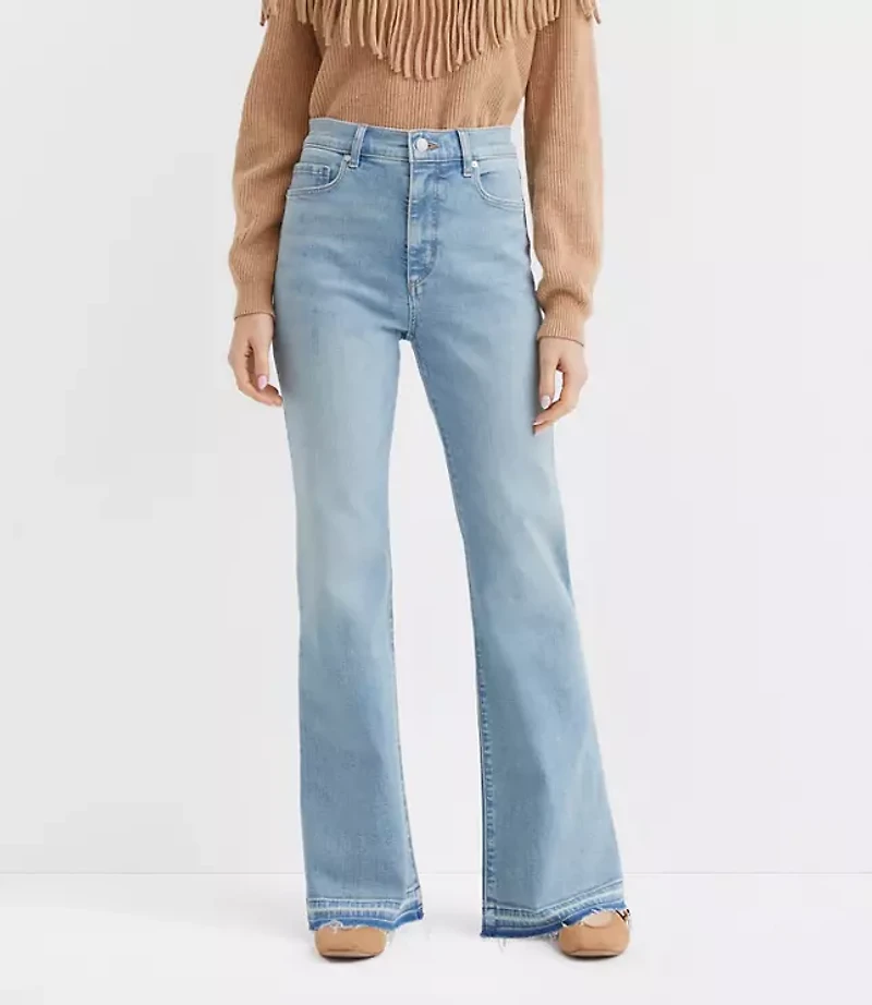Let Down Hem High Rise Relaxed Flare Jeans Vintage Light Indigo Wash