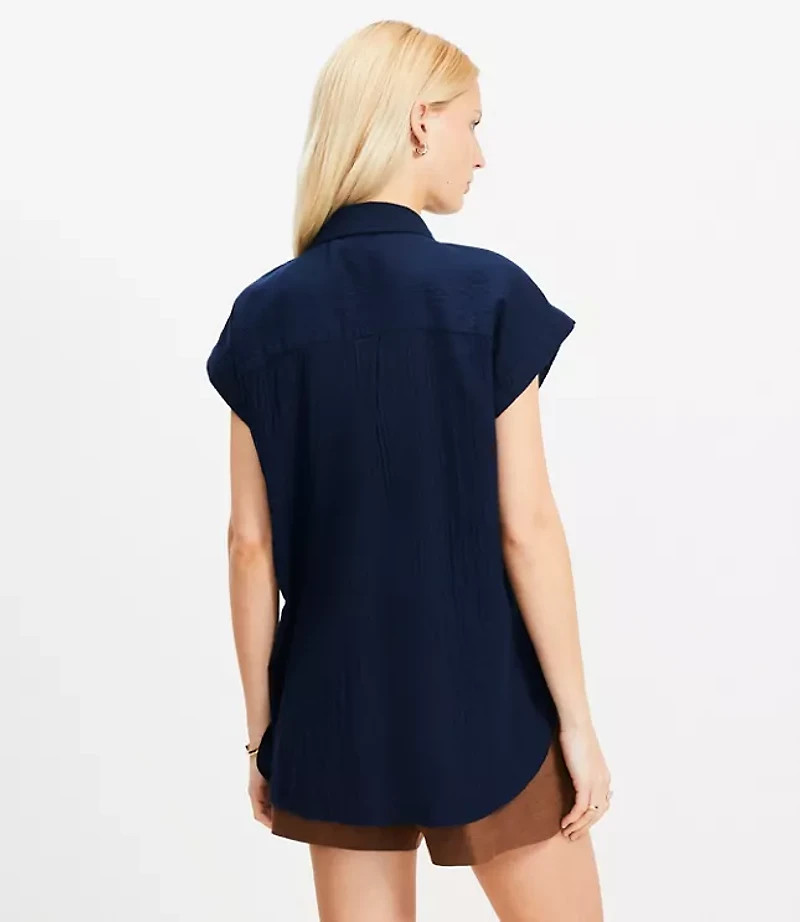 Petite Crinkle Dolman Utility Everyday Shirt